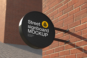 Street Circular Signboard Mockup, a Product Mockup by OneVectorStock