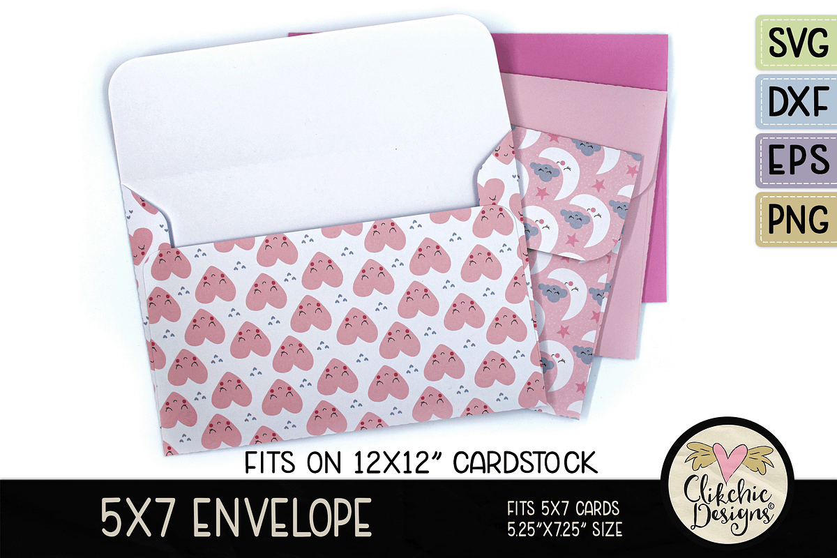 5x7 SVG Envelope Cutting File, a Stationery Template by Clikchic Designs (Photo 1 of 3)