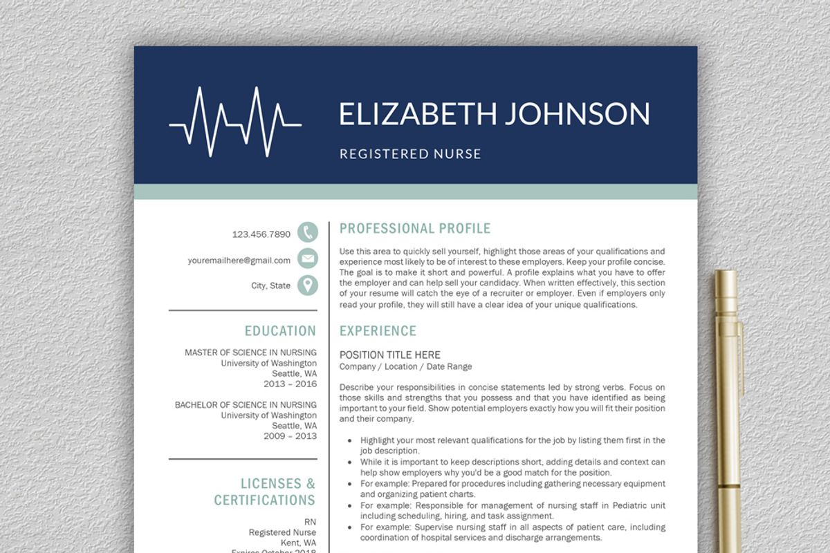 Nurse Resume | Medical CV Template, a Resume Template by Klamp Studio (Photo 1 of 9)