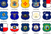 Shields with the flags of the USA, an Education Illustration by frizio (Thumbnail 4 of 10)