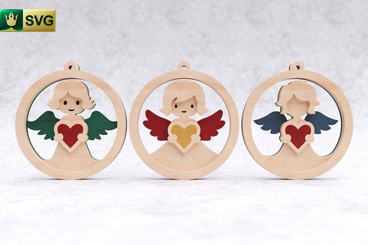Angel Ornament 3D Layered SVG Cut, an Object Graphic by pixaroma (Photo 6 of 10)