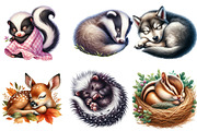 Sleeping Forest Animals Watercolor, an Illustration by Watercolor design (Thumbnail 3 of 4)