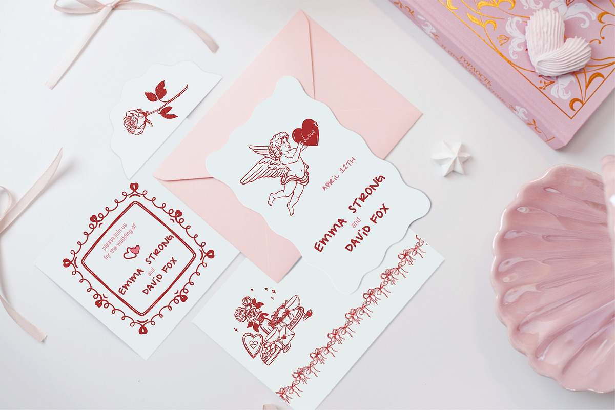 Love Coquette style. Vector clip art, a Decorative Illustration by Tata Pilip (Photo 6 of 23)