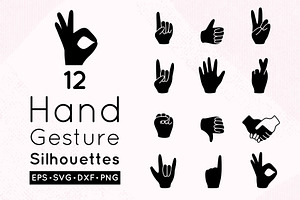 Hand Gesture Silhouettes Clipart, an Object Graphic by Elena Nesterova