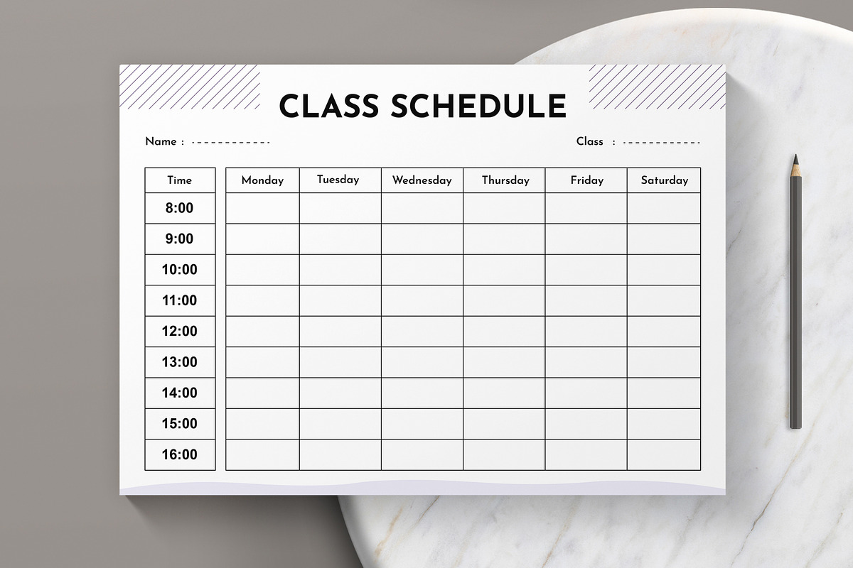 Class Schedule Template Layout, a Stationery Template by MightyDesign (Photo 2 of 6)