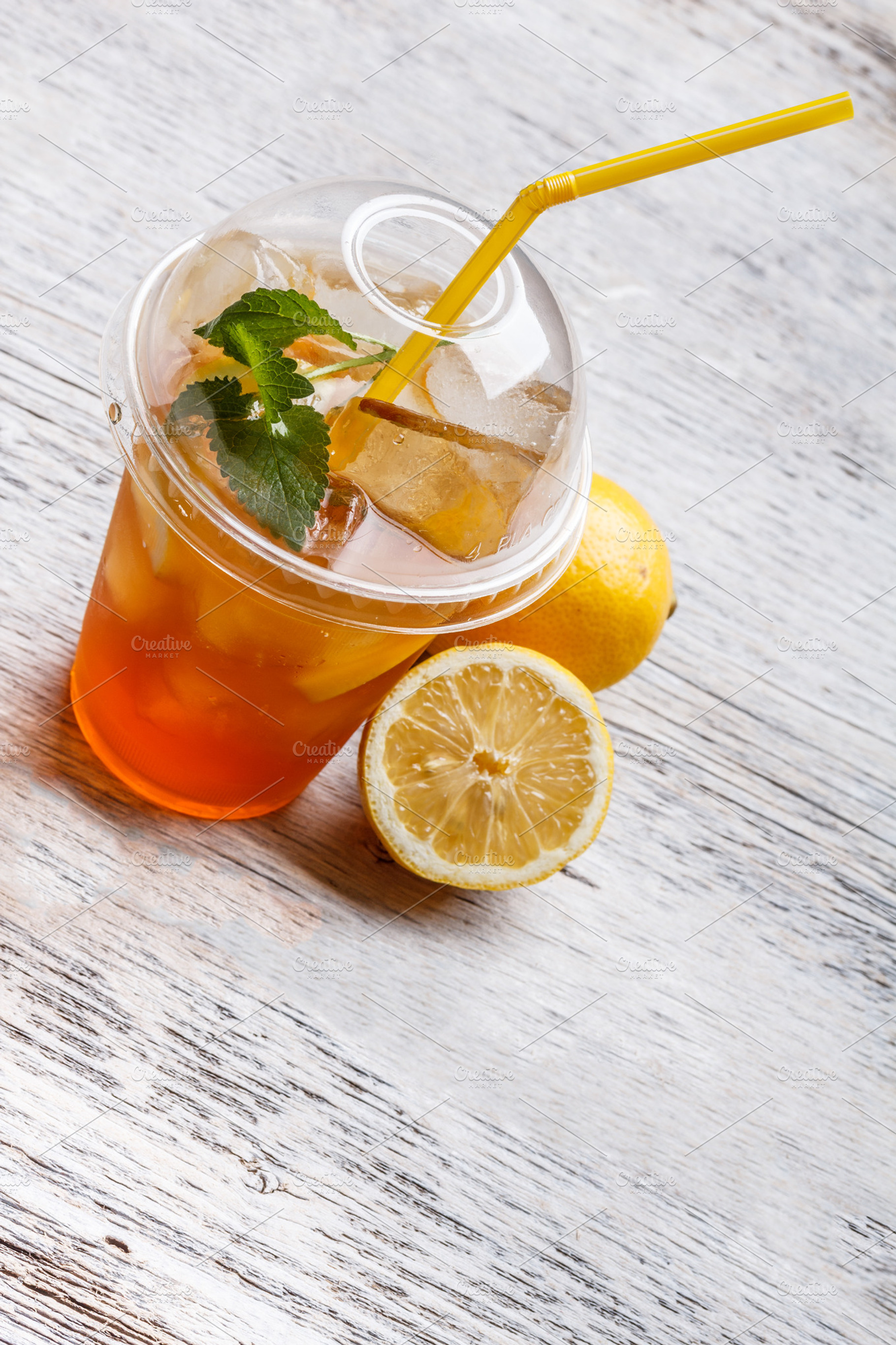 Iced tea featuring background, beverage, and citrus