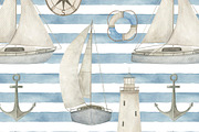 Watercolor Marine Pattern Set, a Pattern Graphic by Natikka Art (Thumbnail 4 of 4)