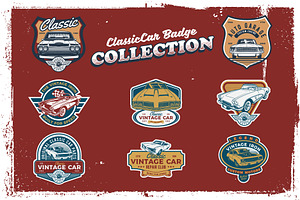 Classic Car Vector Badge Collection, a Sport Illustration by The BolzStudio