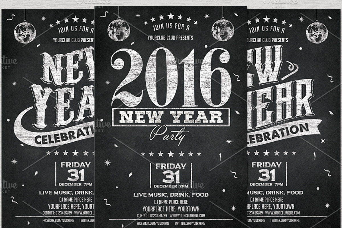 Chalk New Year Party Flyer, a Flyer Template by DesignWorkz (Photo 2 of 2)