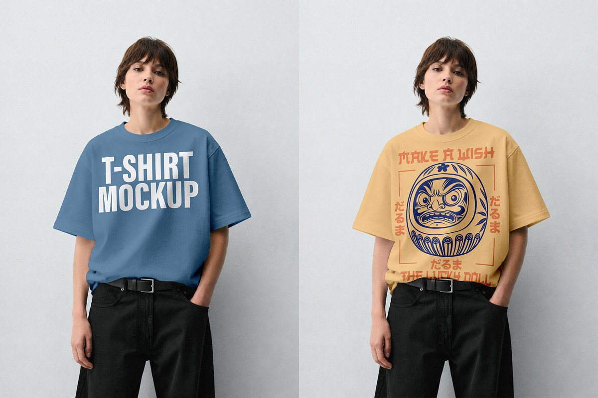 T-Shirt Mockup PSD - Female Model, a Shirt Mockup by Rymden_Fl (Photo 1 of 7)