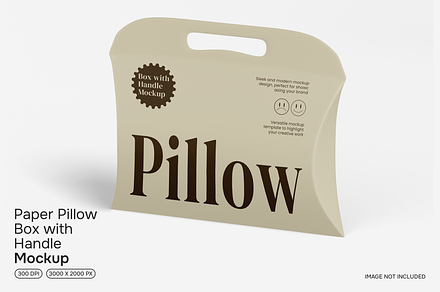 Paper Pillow Box with Handle Mockup, a Packaging Mockup by Permadi Creative