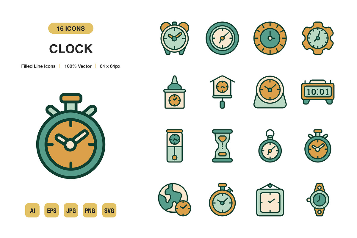 Clock Color Icons, an Icon by Spacepixel Creative