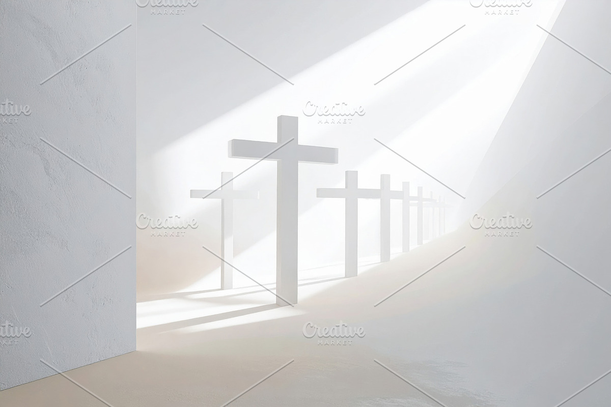 Minimal White Crosses in Soft Light, a Decorative Illustration by Davizro's Market