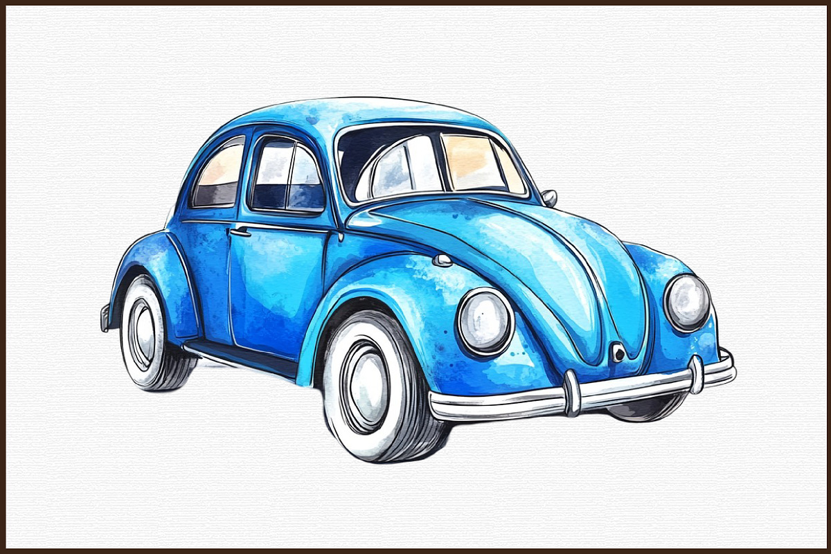 Watercolor Cute Blue Transport Car A, an Illustration by Sublimation Artist (Photo 3 of 6)