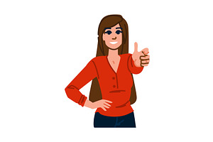 Smiling businesswoman showing thumbs, a Person Illustration by pikepicture