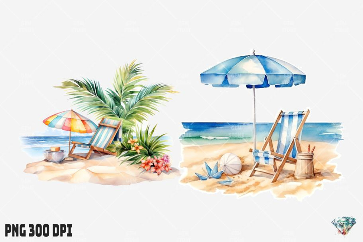 Summer Beach Watercolor, an Illustration by Gemstone (Photo 4 of 12)