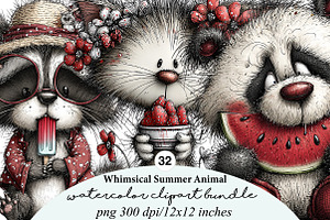 Whimsical Summer Animal Clipart, an Illustration by Digital Artistic99