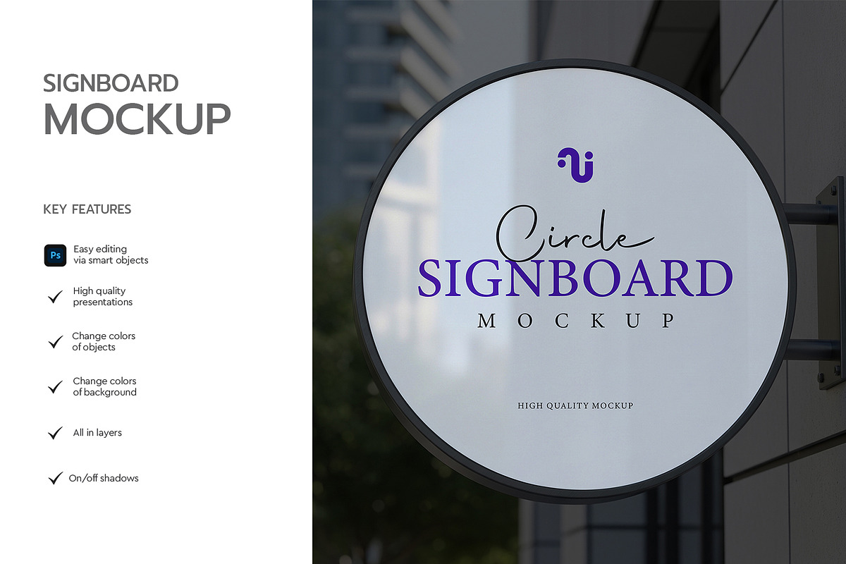 Circle Signboard Mockup