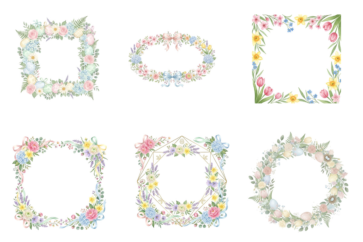Easter spring floral frame Clipart, an Illustration by GatewayDesign (Photo 3 of 3)