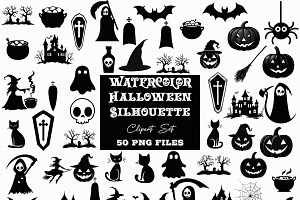 Halloween Silhouette PNG Set