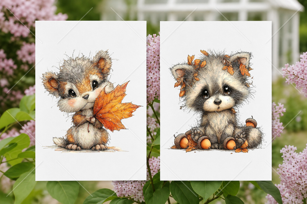 Whimsical Autumn Animals Clipart, a Seasonal Illustration by Canvas Craft (Photo 8 of 10)