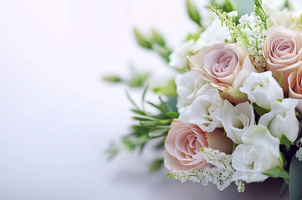 Pastel pink roses in white bouquet, a Nature Photo by MistyDay