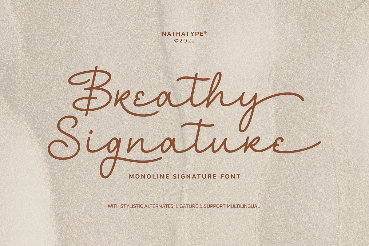 Breathy Signature, a Script Font by Nathatype (Photo 1 of 10)