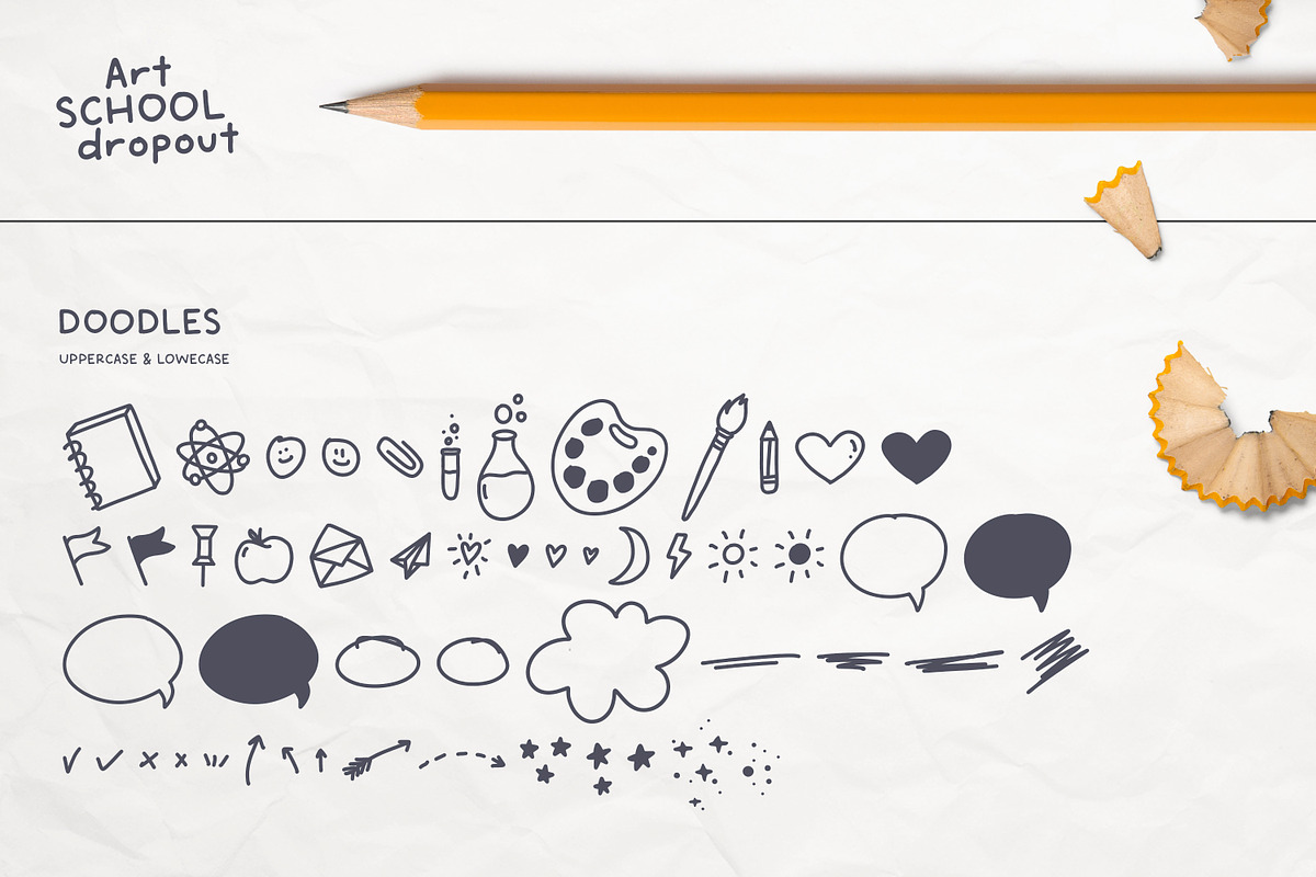 Art School Dropout + Doodles, a Handwritten Font by Callie Rian & Co. (Photo 9 of 11)