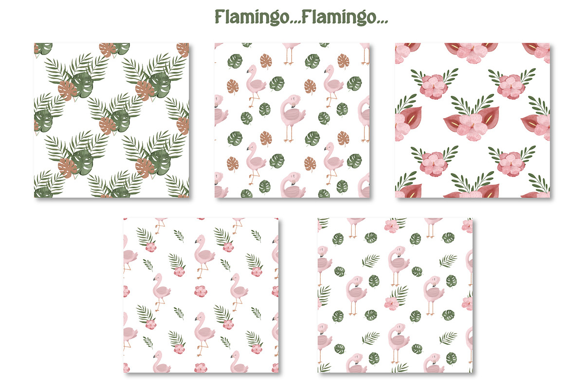 Boho flamingo pattern, a Pattern Graphic by SleptArt (Photo 6 of 6)