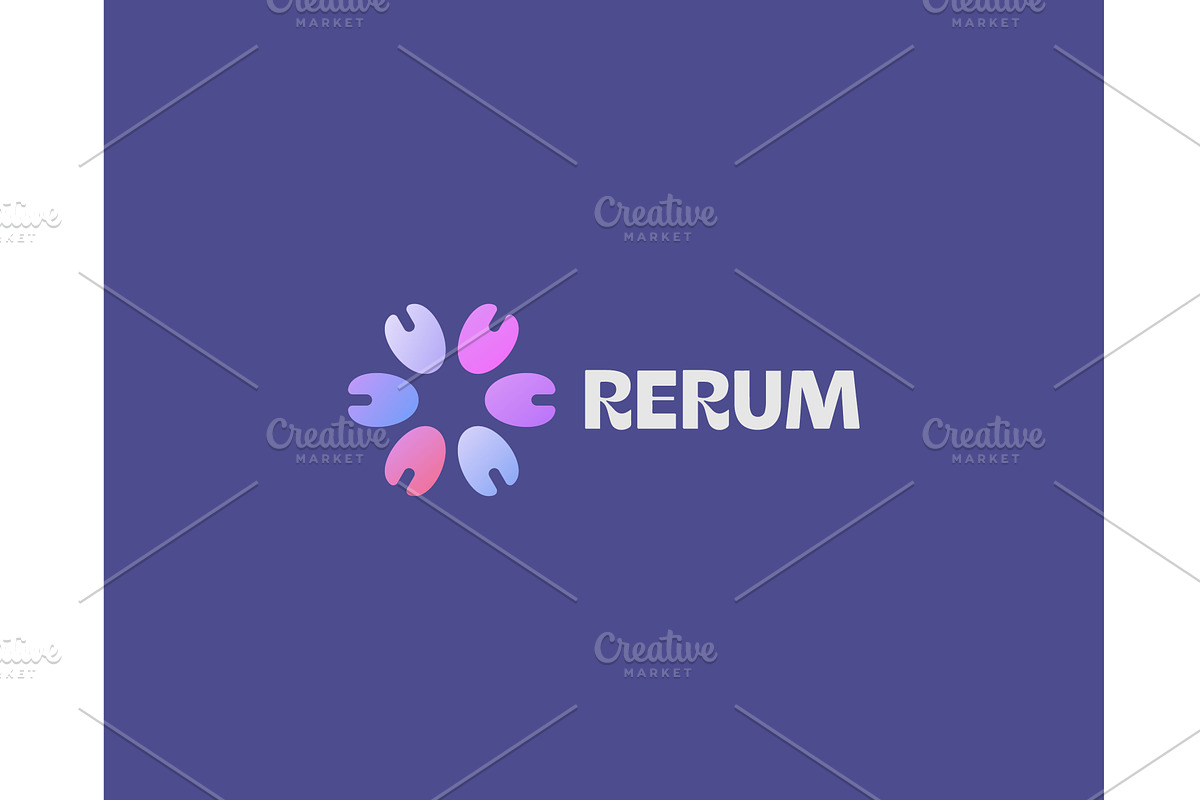 A flower logo from gradient shapes
