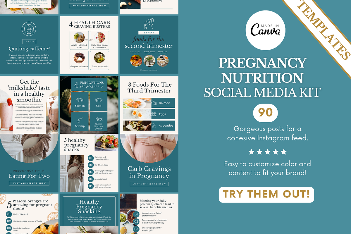 Pregnancy Nutrition Social Templates, a Social Media Template by Ariyah Media (Photo 1 of 3)