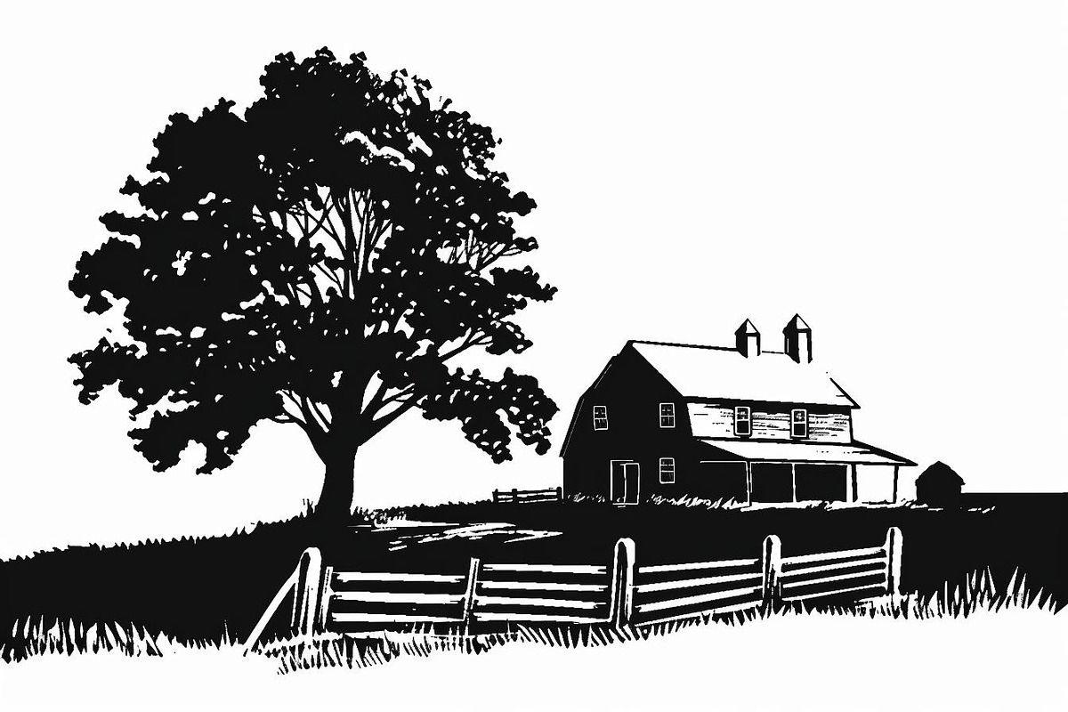 Farmhouse scene silhouette vector, an Illustration by Amazin_art (Photo 4 of 13)