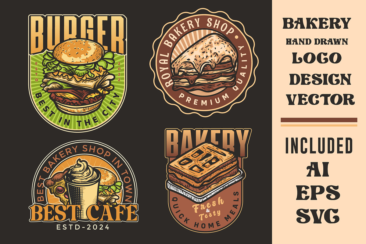 Bakery Logo design set, a Branding & Logo Template by Billah Hub