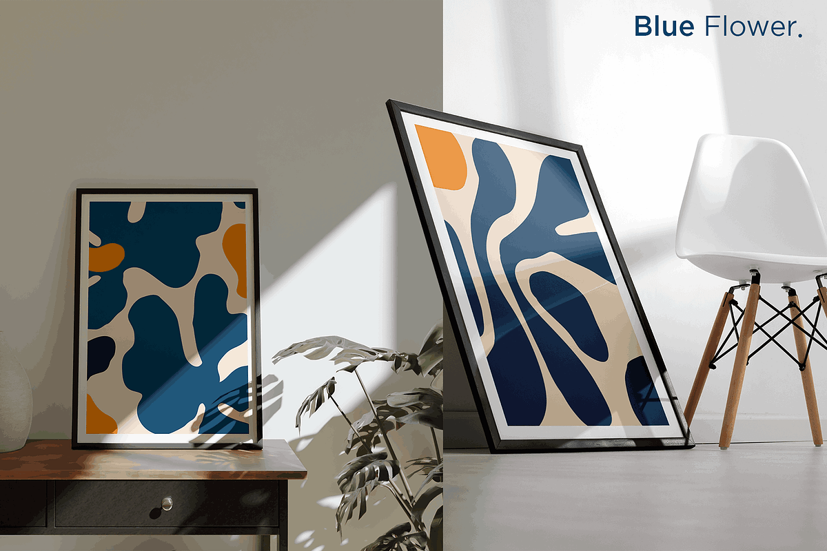 Set of abstract Blue Yellow Flower, a Decorative Illustration by Vibrand Studio (Photo 2 of 8)