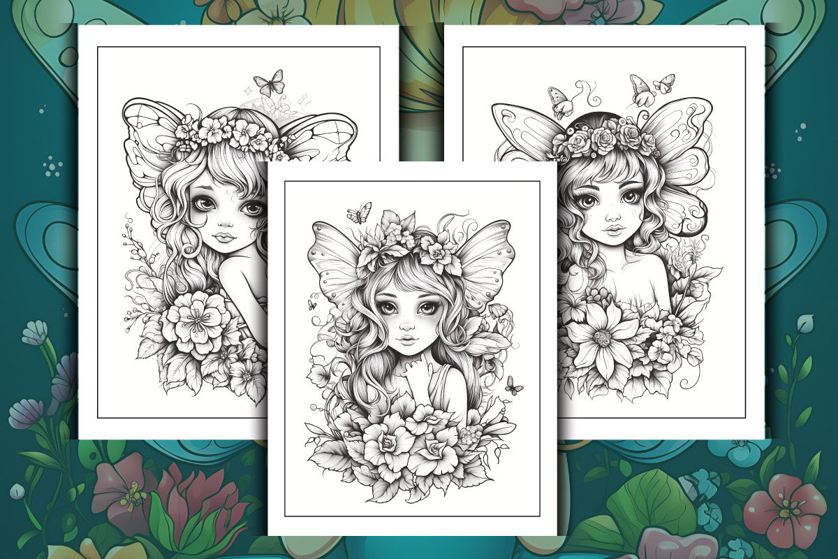 Cute Fairies Coloring Pages for Adul, a Person Illustration by ...
