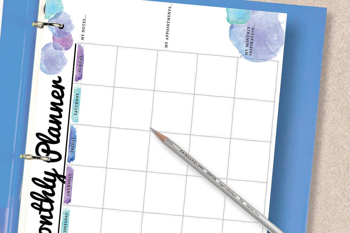 Blue Planner: Letter Size, a Stationery Template by Stick with Sam (Photo 2 of 2)