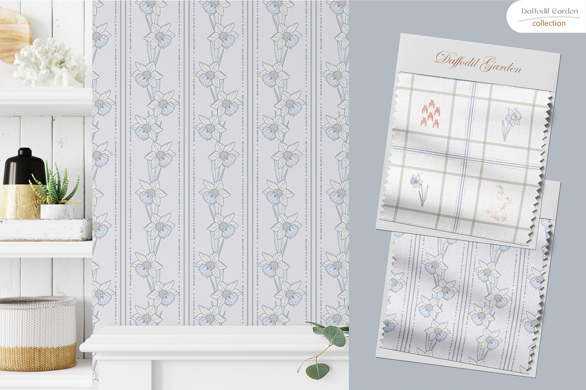 Daffodil Garden - Seamless Patterns, a Wallpaper Graphic by InaCorart (Photo 8 of 11)