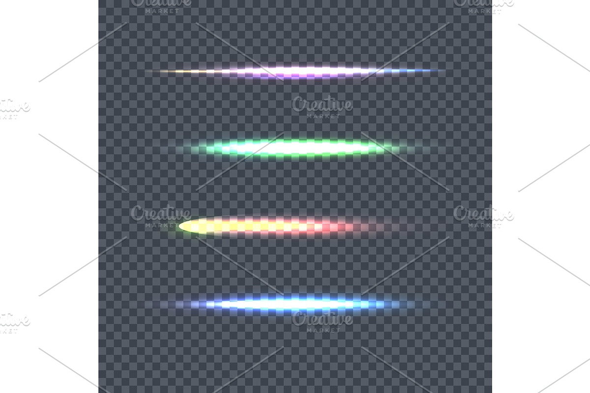 Set of Vector Light Line on Transparent Background, a Decorative ...
