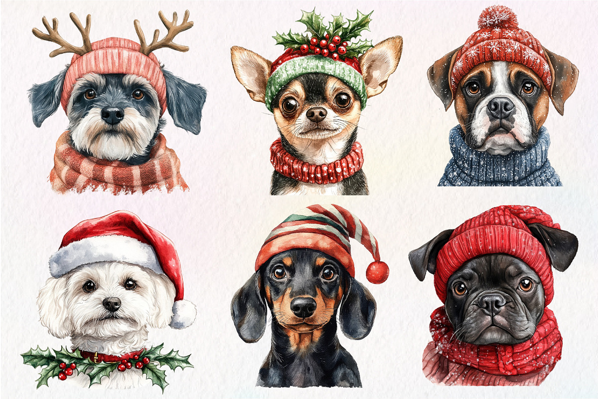 Dog Christmas Sublimation Clipart, an Illustration by Dream Creation (Photo 6 of 7)