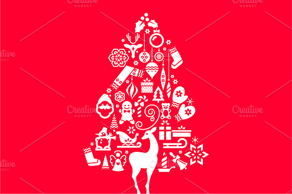Christmas Tree Illustration. Icons