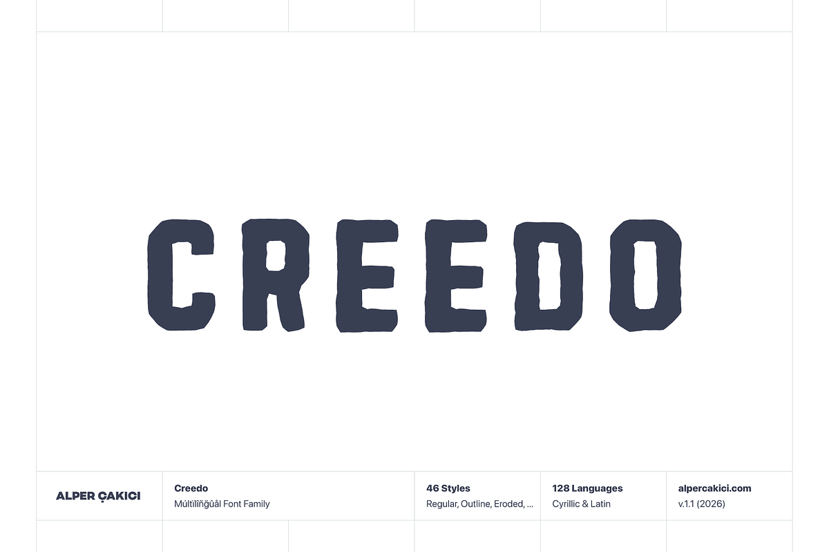 Creedo Typeface Family (46 Fonts), a Handwritten Font by alpercakici (Photo 1 of 11)