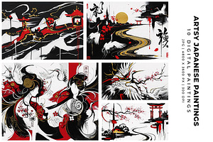 Artsy Japanese Paintings, a Decorative Illustration by Digital Art Creations