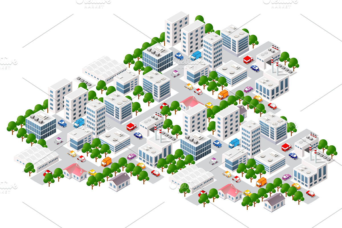 City bank and municipal buildings -, an Object Illustration by AlexZeL