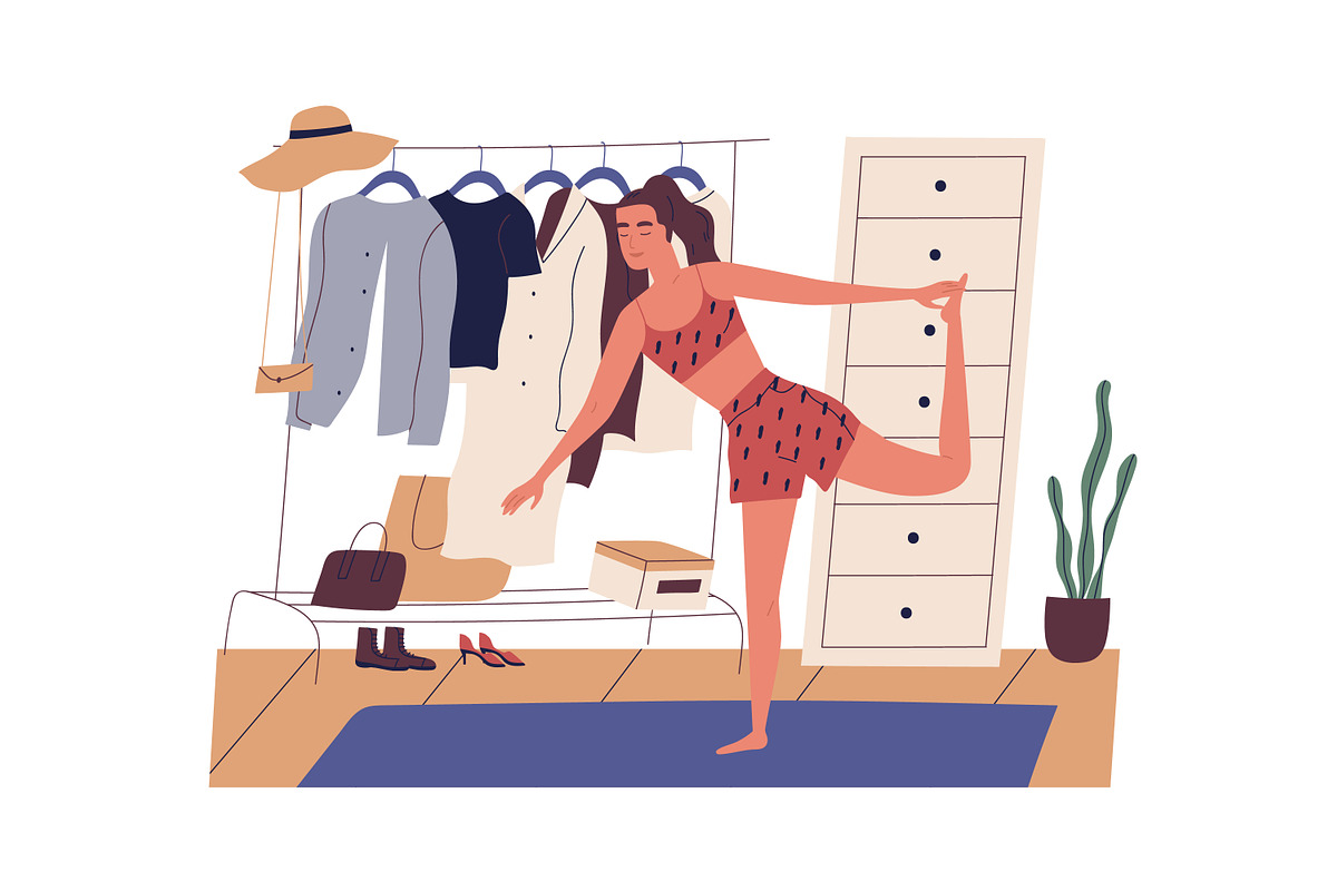 Woman doing yoga at home, a Sport Illustration by Good Studio (Photo 1 of 3)