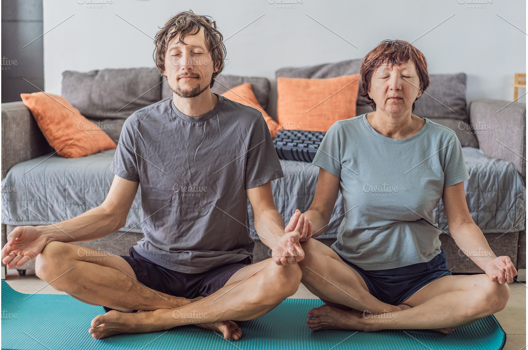Older woman meditating on a yoga mat, a Person Photo by Elizaveta Galitskaya