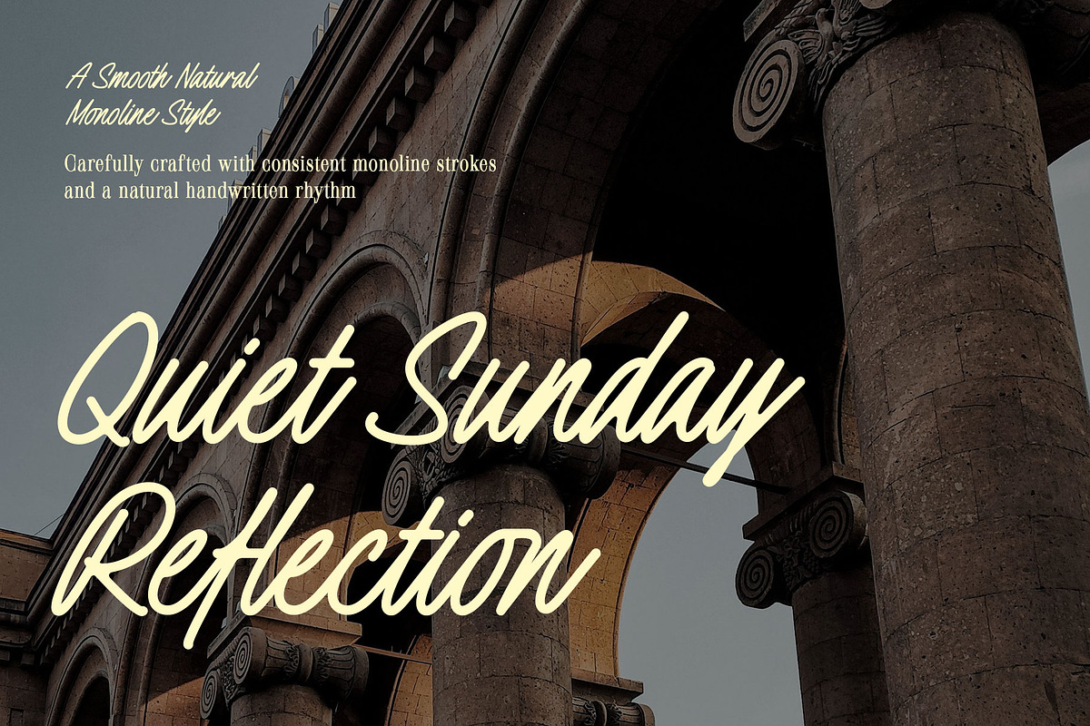 Quiet Sunday Reflection Font, a Script Font by Lemonthe (Photo 1 of 8)