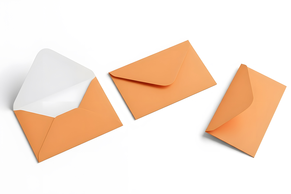 Three Orange Envelopes Mockup on Whi, a Templates & Theme by amjadjack (Photo 1 of 2)