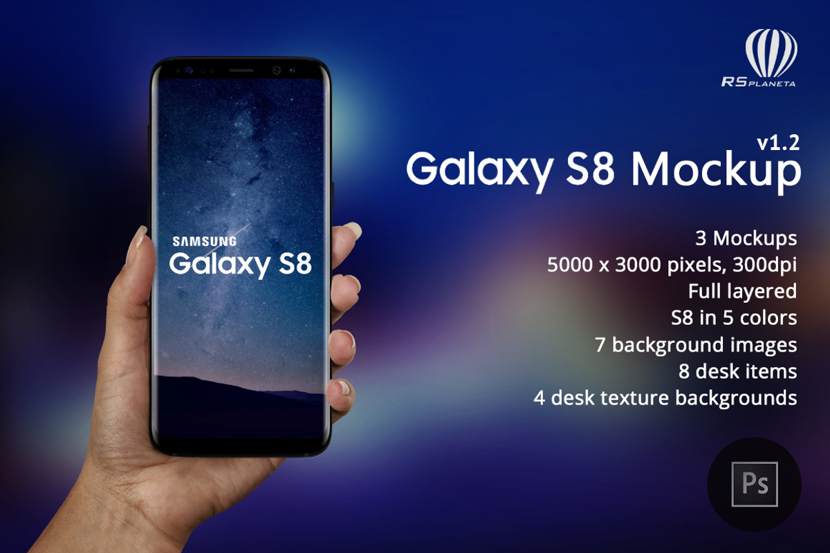 Samsung Galaxy S8 mockup, an Android Mockup by RSplaneta (Photo 1 of 7)