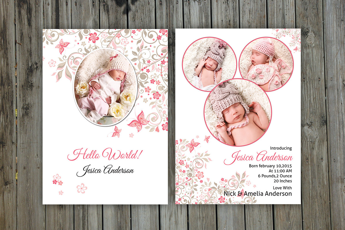Birth Announcement Template-V09, a Card Template by Template Shop (Photo 1 of 3)