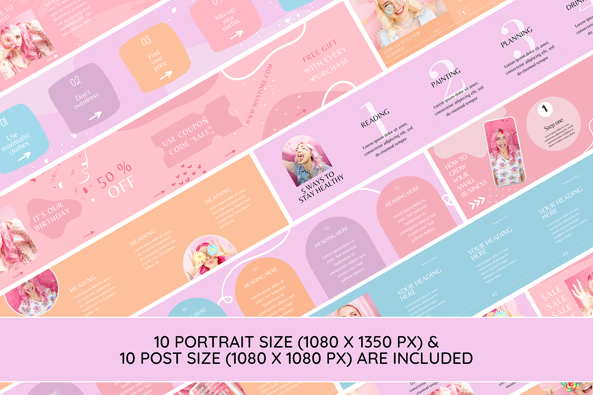 Pastel Instagram Carousel Bundle preview 2